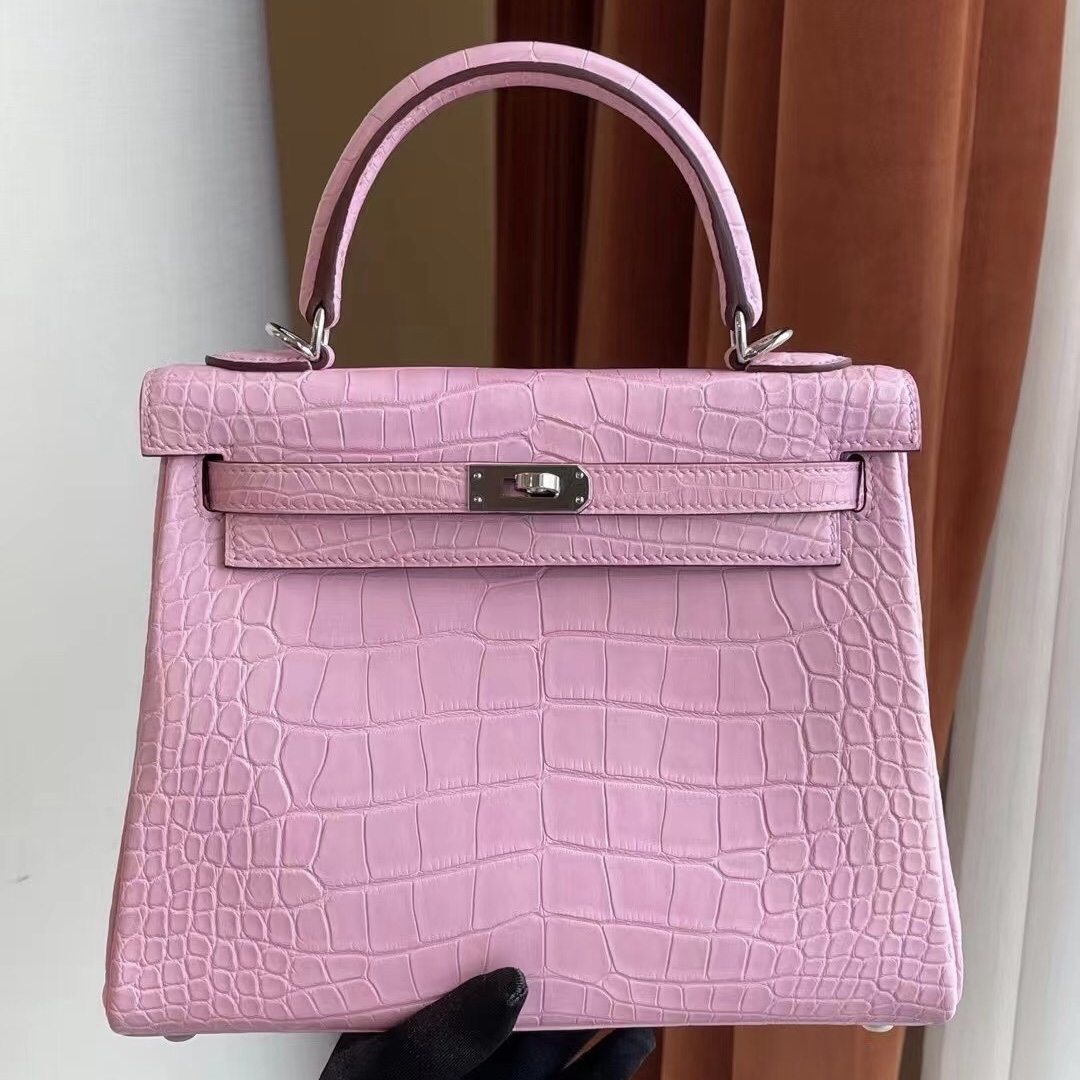 United Arab Emirates Dhabi Hermes Kelly 25 Matte crocodile 5P pink 櫻花粉