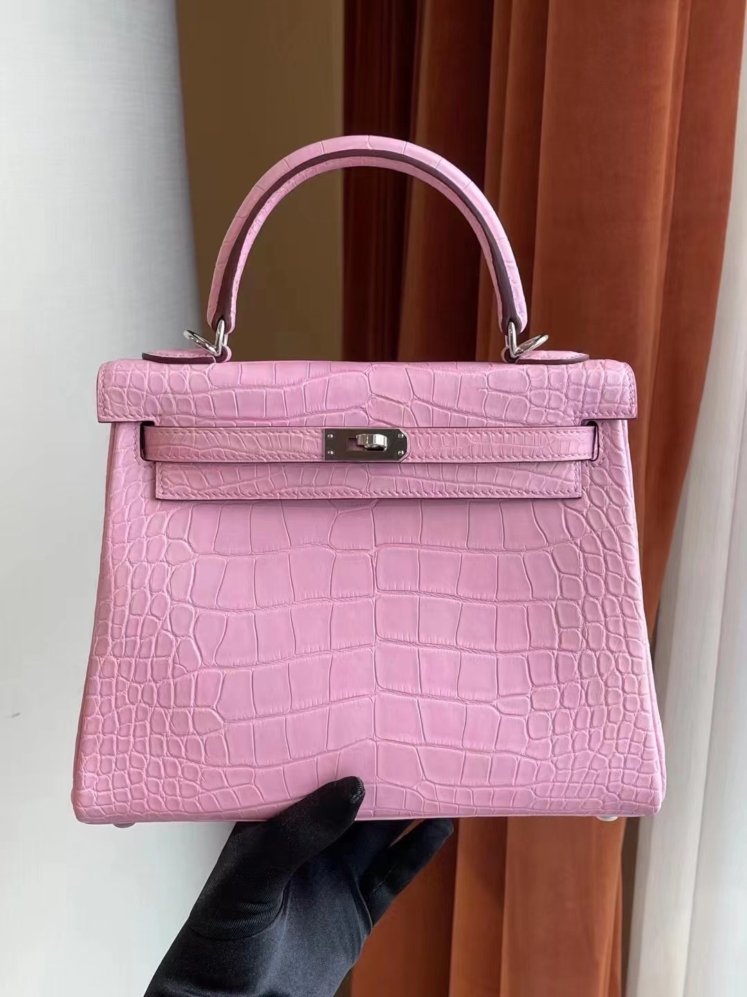 United Arab Emirates Dhabi Hermes Kelly 25 Matte crocodile 5P pink 櫻花粉