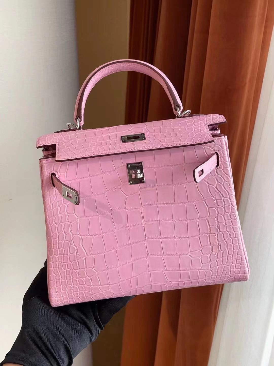 United Arab Emirates Dhabi Hermes Kelly 25 Matte crocodile 5P pink 櫻花粉