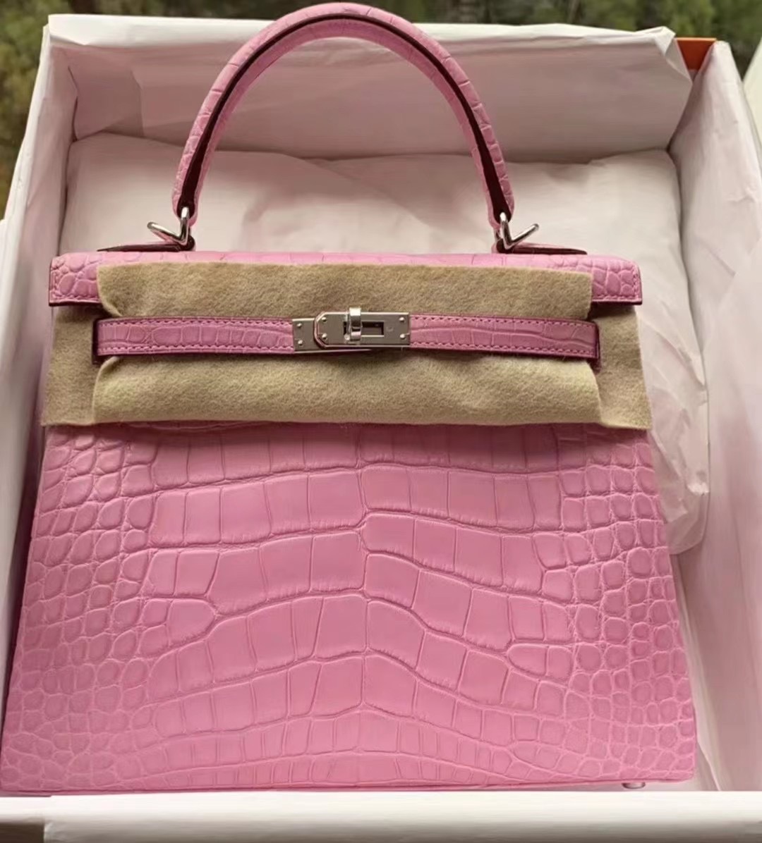 United Arab Emirates Dhabi Hermes Kelly 25 Matte crocodile 5P pink 櫻花粉