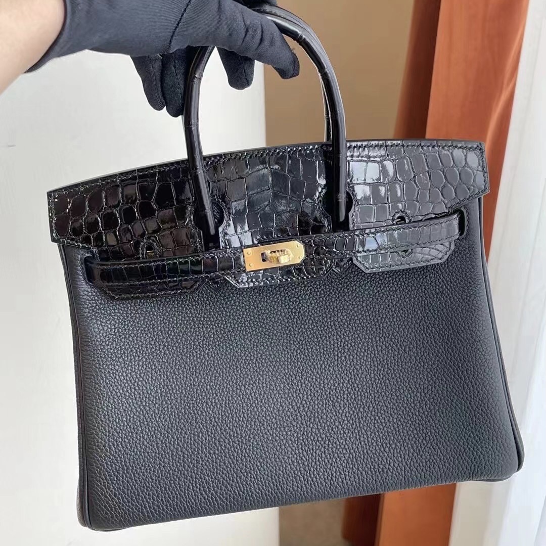 Saudi Arabia Hermes Birkin Touch 25cm CC89 Noir 黑色 Crocodile 金扣