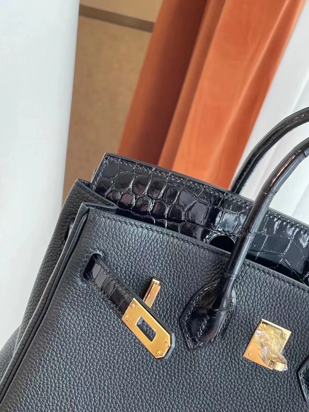 Saudi Arabia Hermes Birkin Touch 25cm CC89 Noir 黑色 Crocodile 金扣