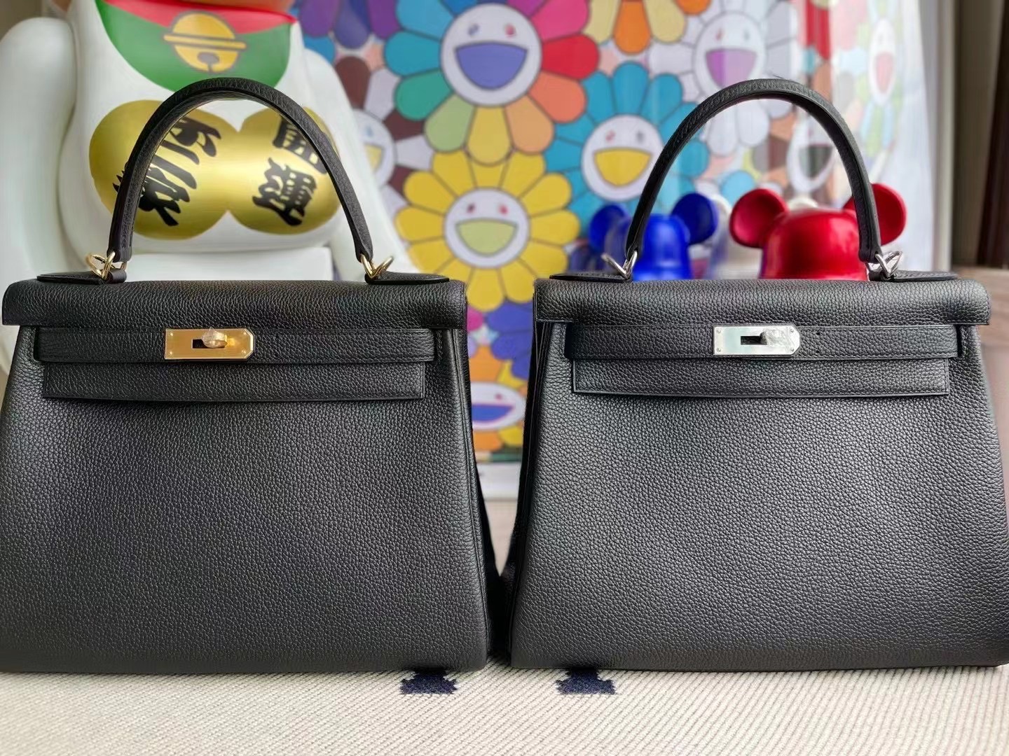 Qatar Doha Hermes kelly 28cm 89 Noir 黑色 Togo 全手工蜜蠟線縫製 金扣