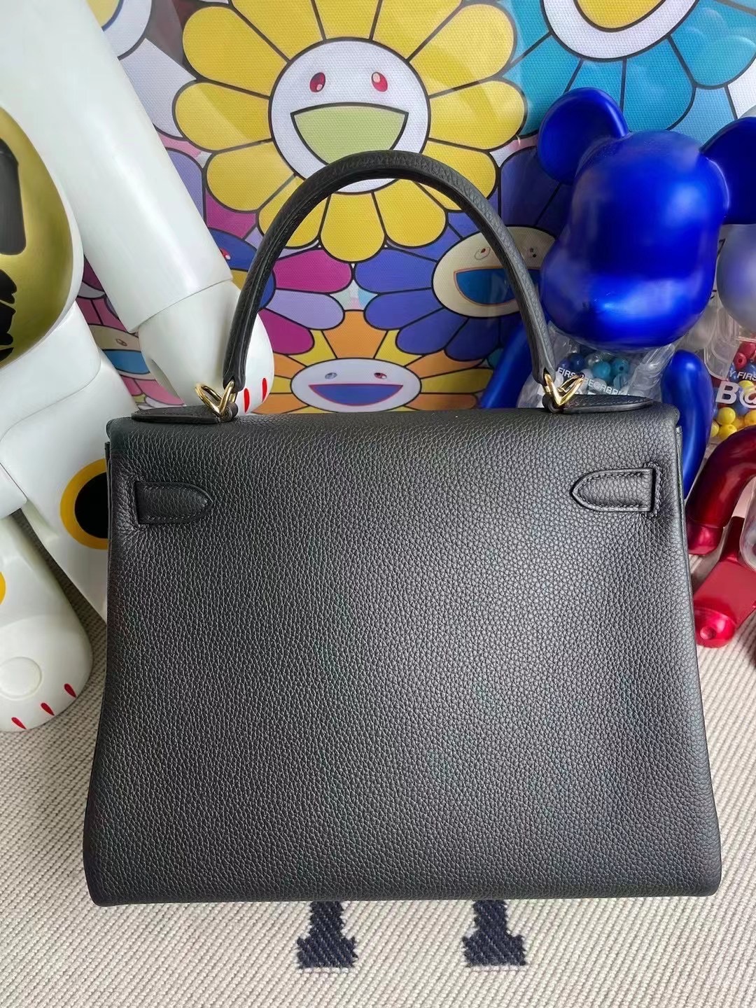 Qatar Doha Hermes kelly 28cm 89 Noir 黑色 Togo 全手工蜜蠟線縫製 金扣