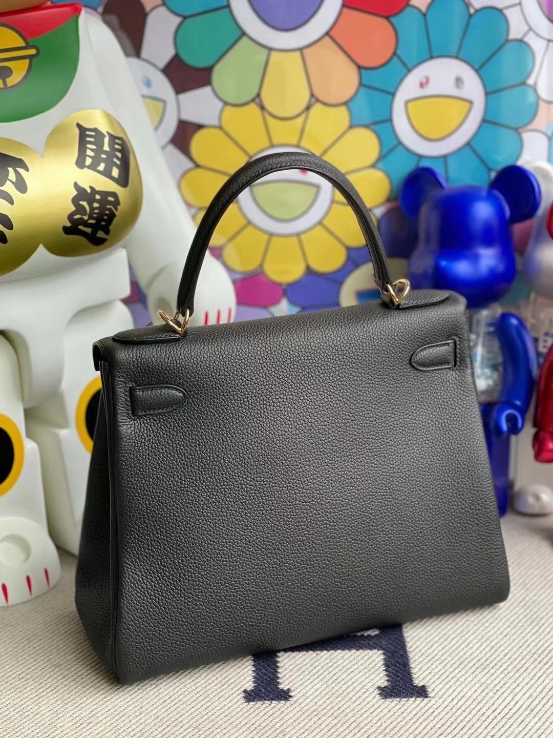 Qatar Doha Hermes kelly 28cm 89 Noir 黑色 Togo 全手工蜜蠟線縫製 金扣