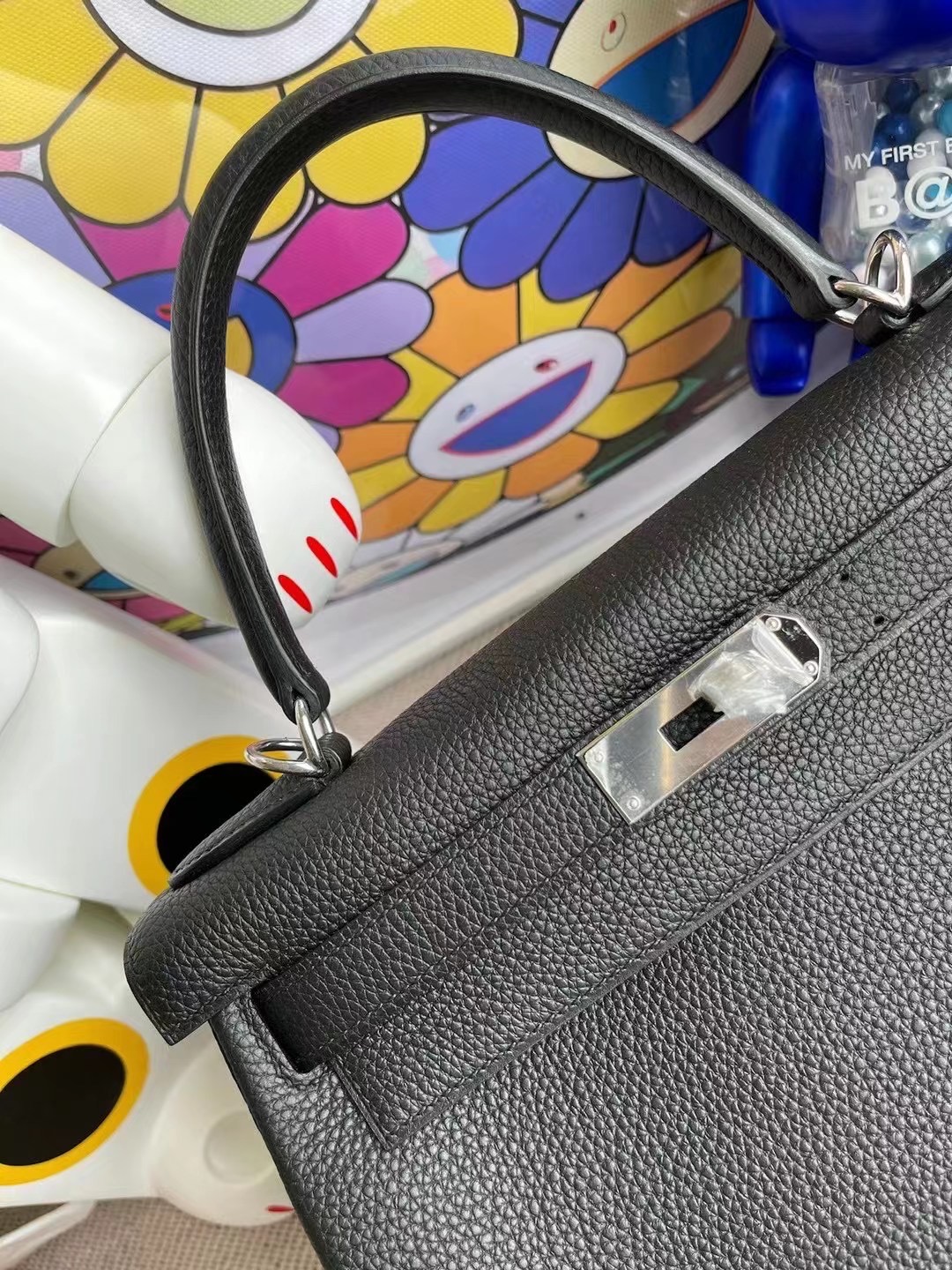 Kuwait Dhabi Hermes kelly 28cm 89 Noir 黑色 Togo 全手工蜜蠟線縫製 银扣