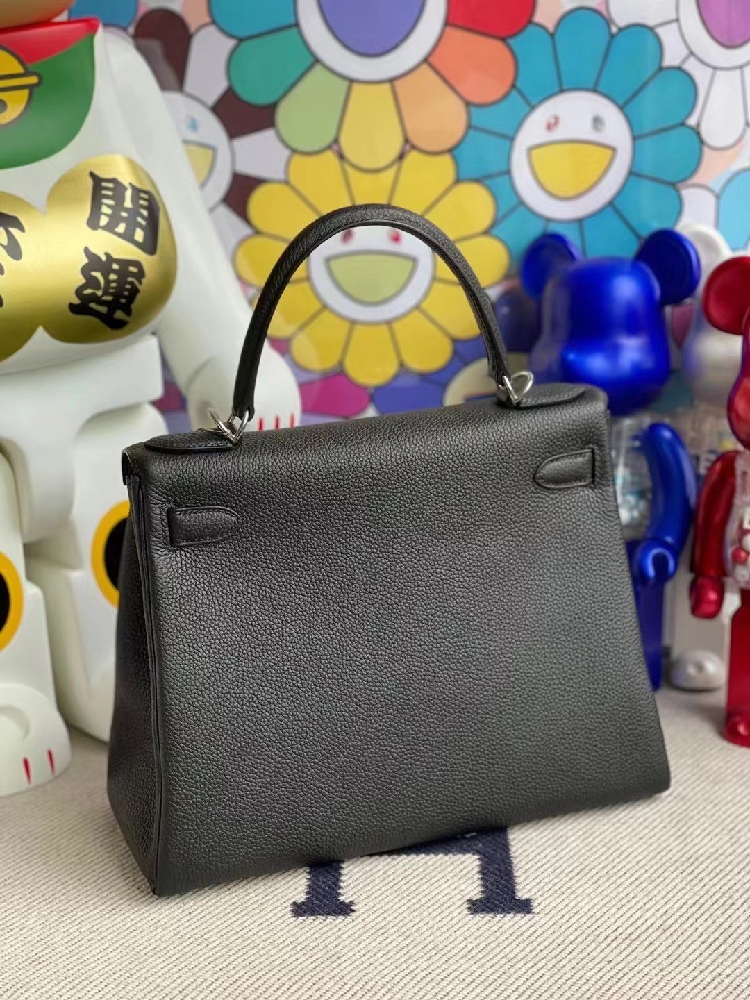 Kuwait Dhabi Hermes kelly 28cm 89 Noir 黑色 Togo 全手工蜜蠟線縫製 银扣