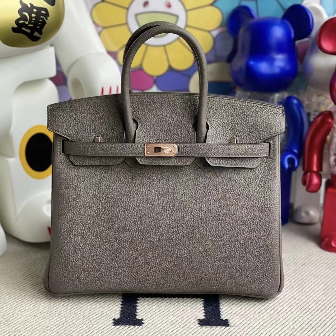 愛馬仕鉑金包價格 Hermes Birkin 25 Togo 8F Etain 錫器灰 Rose gold 玫瑰金