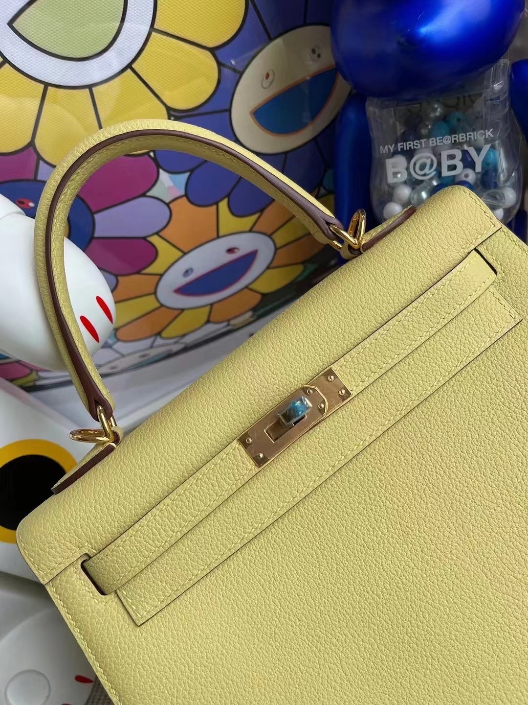 愛馬仕凱莉包官方價格 Hermes Kelly 25cm Togo 1Z 小雞黃 jaune poussin 金扣 外縫