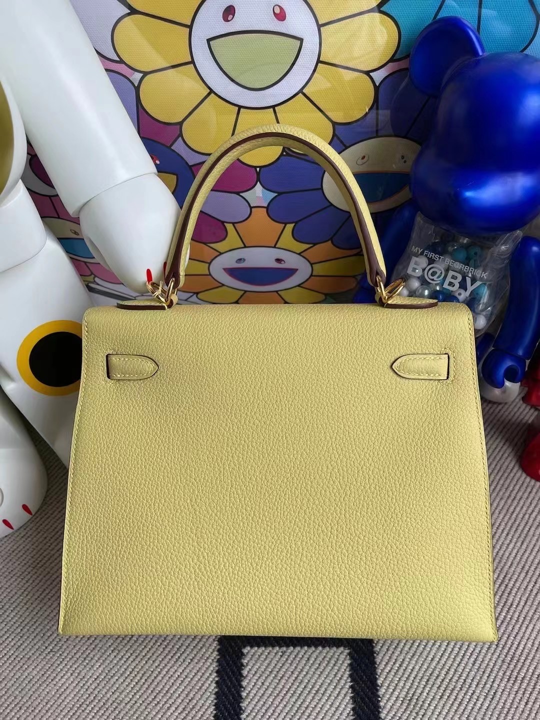 愛馬仕凱莉包官方價格 Hermes Kelly 25cm Togo 1Z 小雞黃 jaune poussin 金扣 外縫