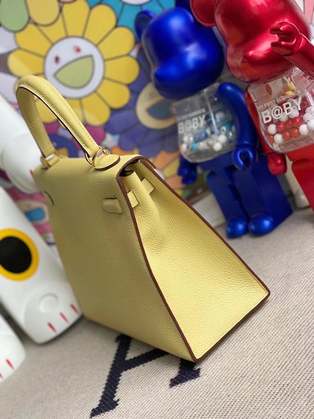 愛馬仕凱莉包官方價格 Hermes Kelly 25cm Togo 1Z 小雞黃 jaune poussin 金扣 外縫