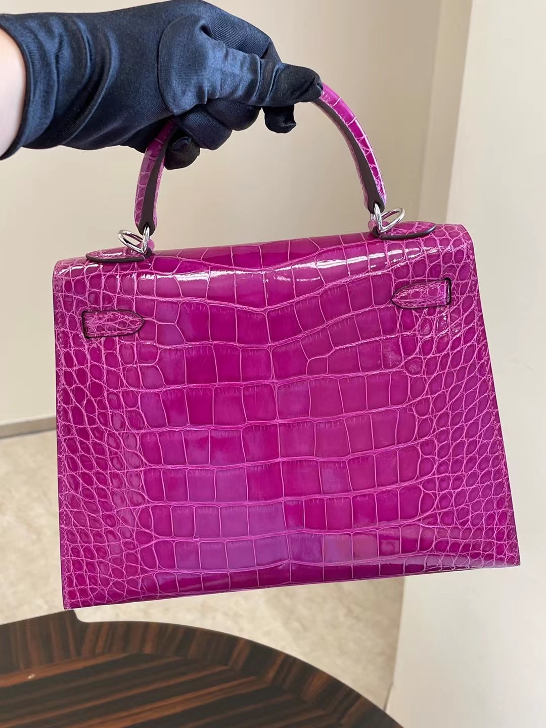 Kuwait Hermes Kelly 25cm 美洲鱷魚J5 Rose Sheherzade 天方夜譚紫