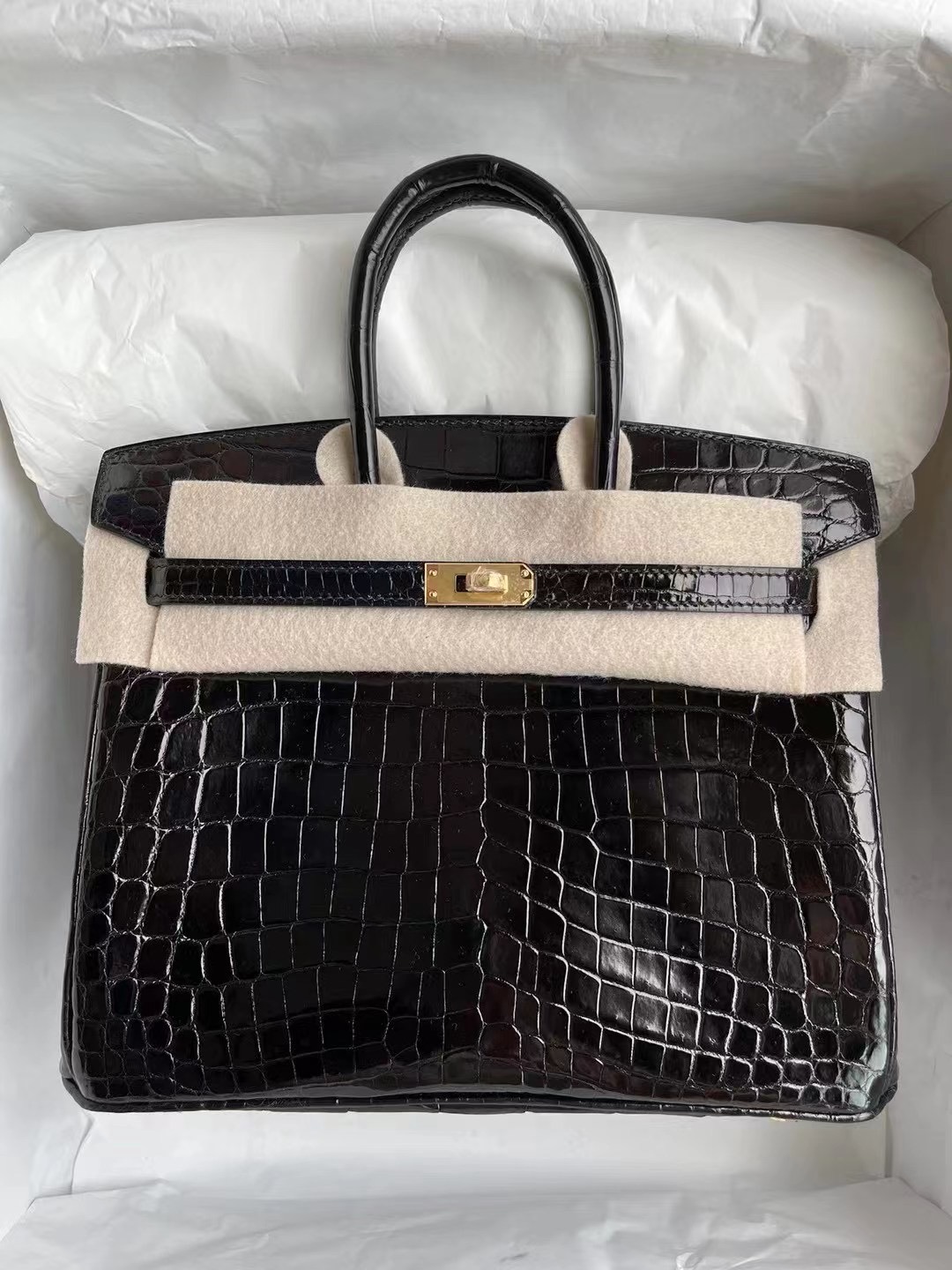 愛馬仕鉑金包鱷魚皮 Hermes Birkin 25cm 亮面 尼羅鱷魚89 Noir 黑色 金扣