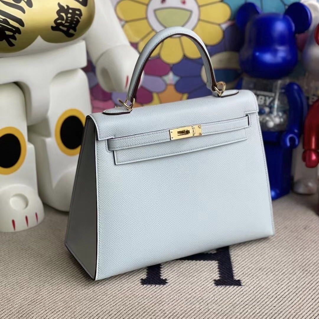 Saudi Arabia Hermes Kelly 25 epsom T0 Blue Brume 雾蓝色 金扣