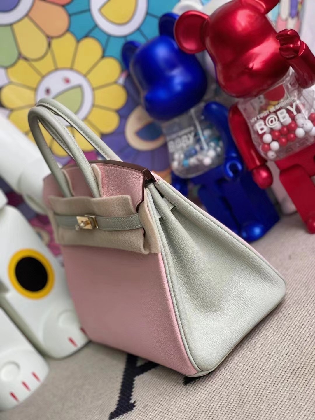 Hermes Birkin 25 HSS Chevre 山羊皮 3Q Rose Sakura 80 Gris Perle 珍珠灰 金扣