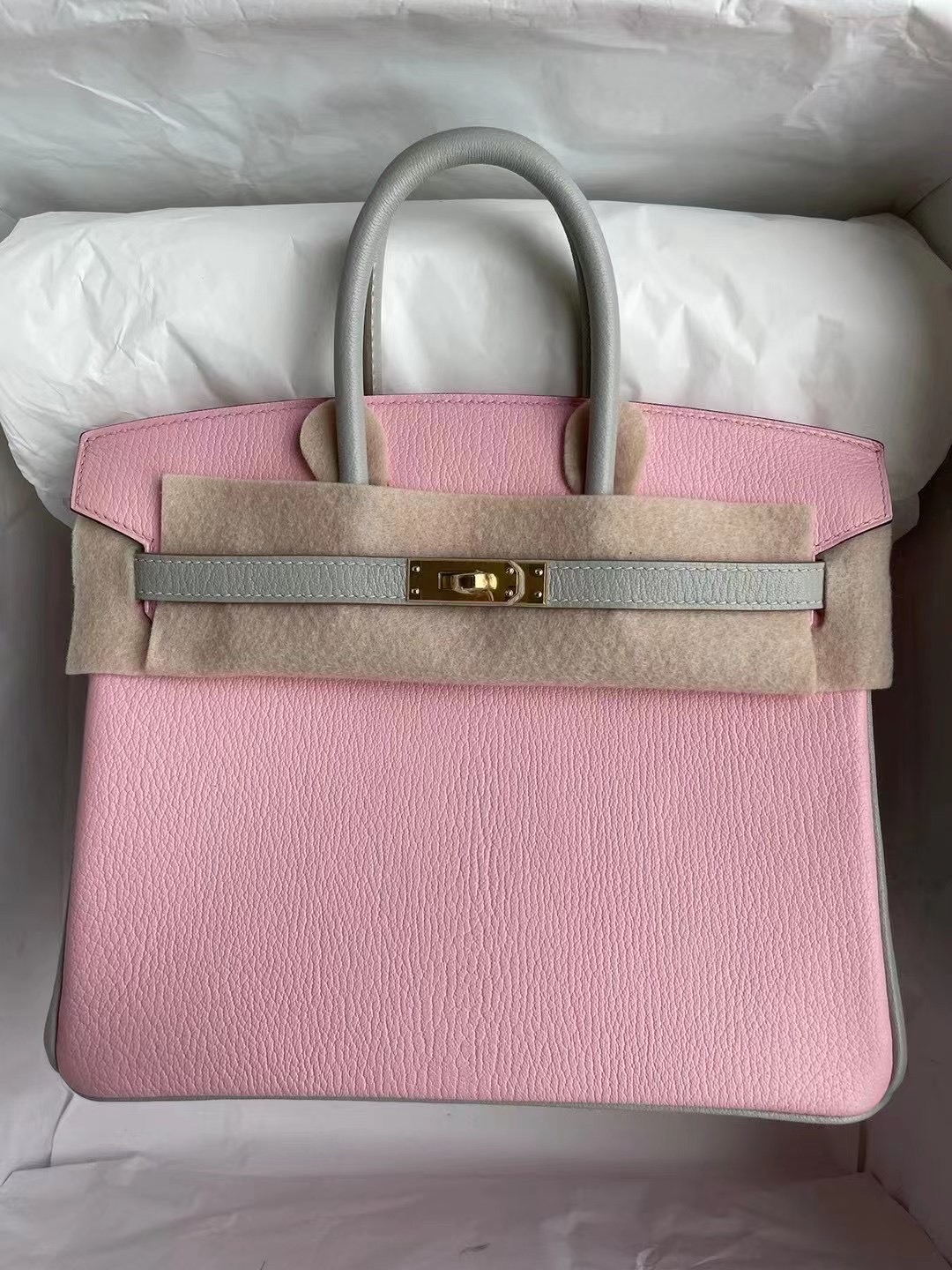 Hermes Birkin 25 HSS Chevre 山羊皮 3Q Rose Sakura 80 Gris Perle 珍珠灰 金扣