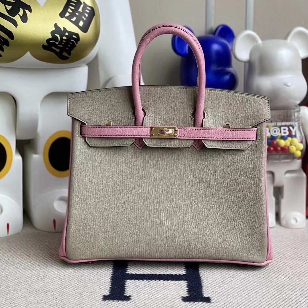 Los Angeles USA Hermes Birkin 25 Chevre 山羊皮 81 Gris Tourterelle 5P Pink 櫻花粉