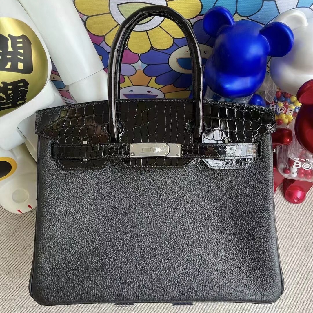 愛馬仕鉑金包鱷魚皮 Hermes Birkin 30 Touch 89 Noir 黑色 Togo 拼 尼羅鱷魚