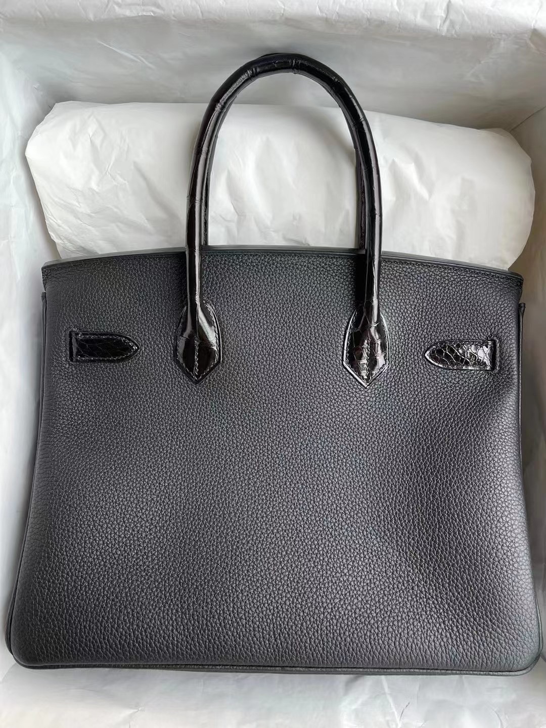 愛馬仕鉑金包鱷魚皮 Hermes Birkin 30 Touch 89 Noir 黑色 Togo 拼 尼羅鱷魚