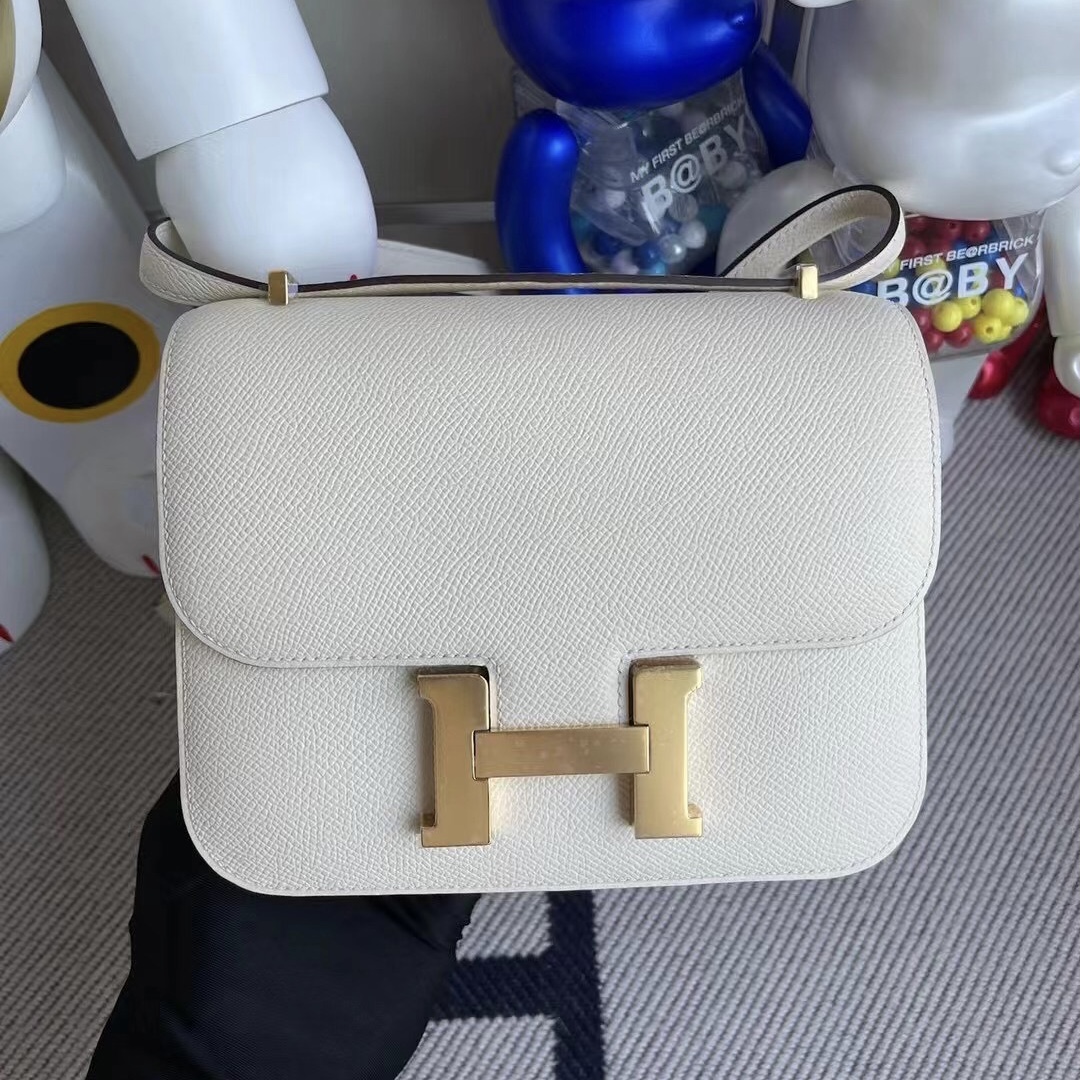 Los Angeles USA Hermes Constance 19 Epsom i2 nata 奶油白 玫瑰金扣