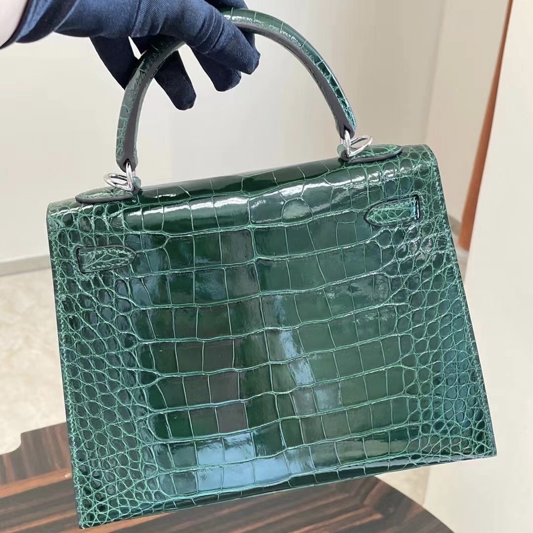 United Arab Emirates Hermes Kelly 25cm 67 Vert Fonce 祖母綠 alligator crocodile