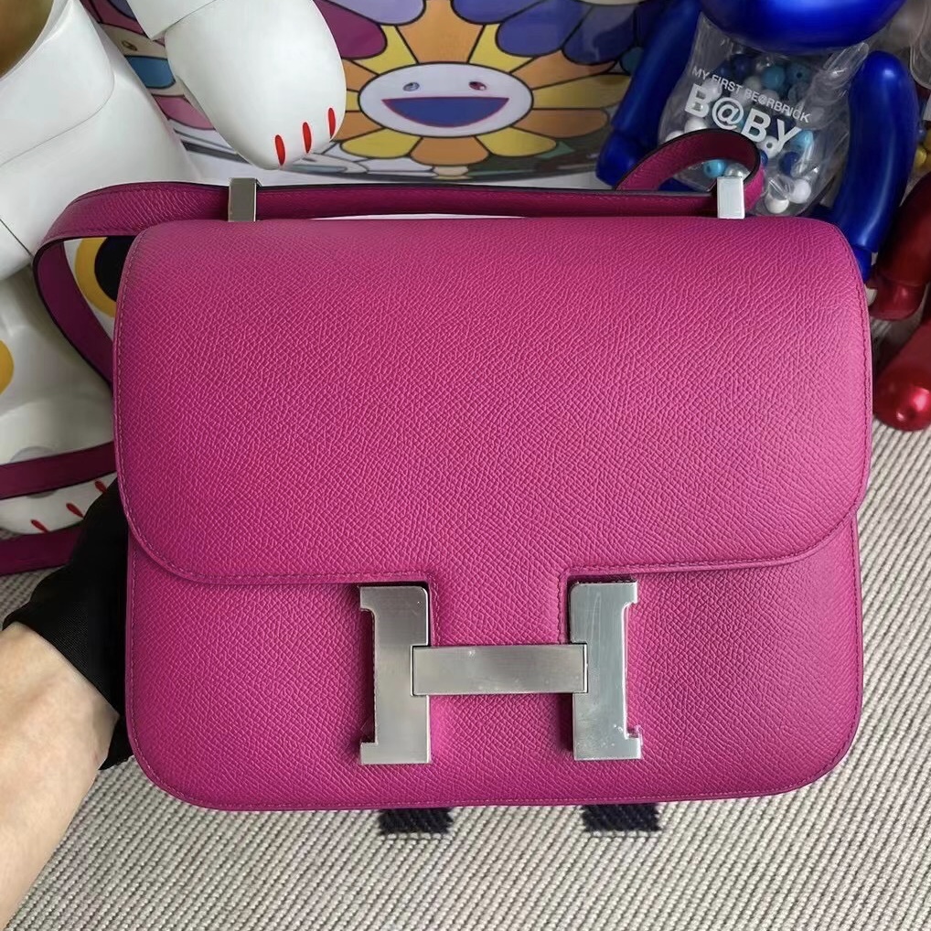 USA Hermes Constance 24cm Epsom L3 Rose Poupre 玫瑰紫 銀扣