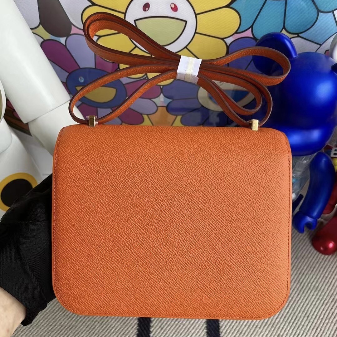 New York USA Hermes Constance 19cm Epsom 93 Orange 橙色 金扣