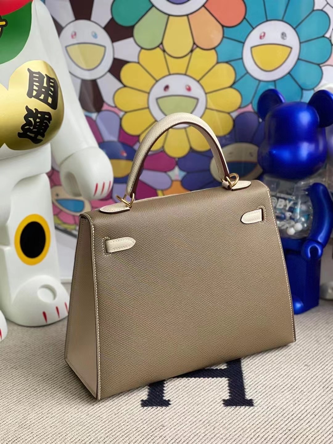 Hermes Kelly 25 Hss Epsom 18大象灰 Etoupe 10 Craie 奶昔白 磨砂金扣