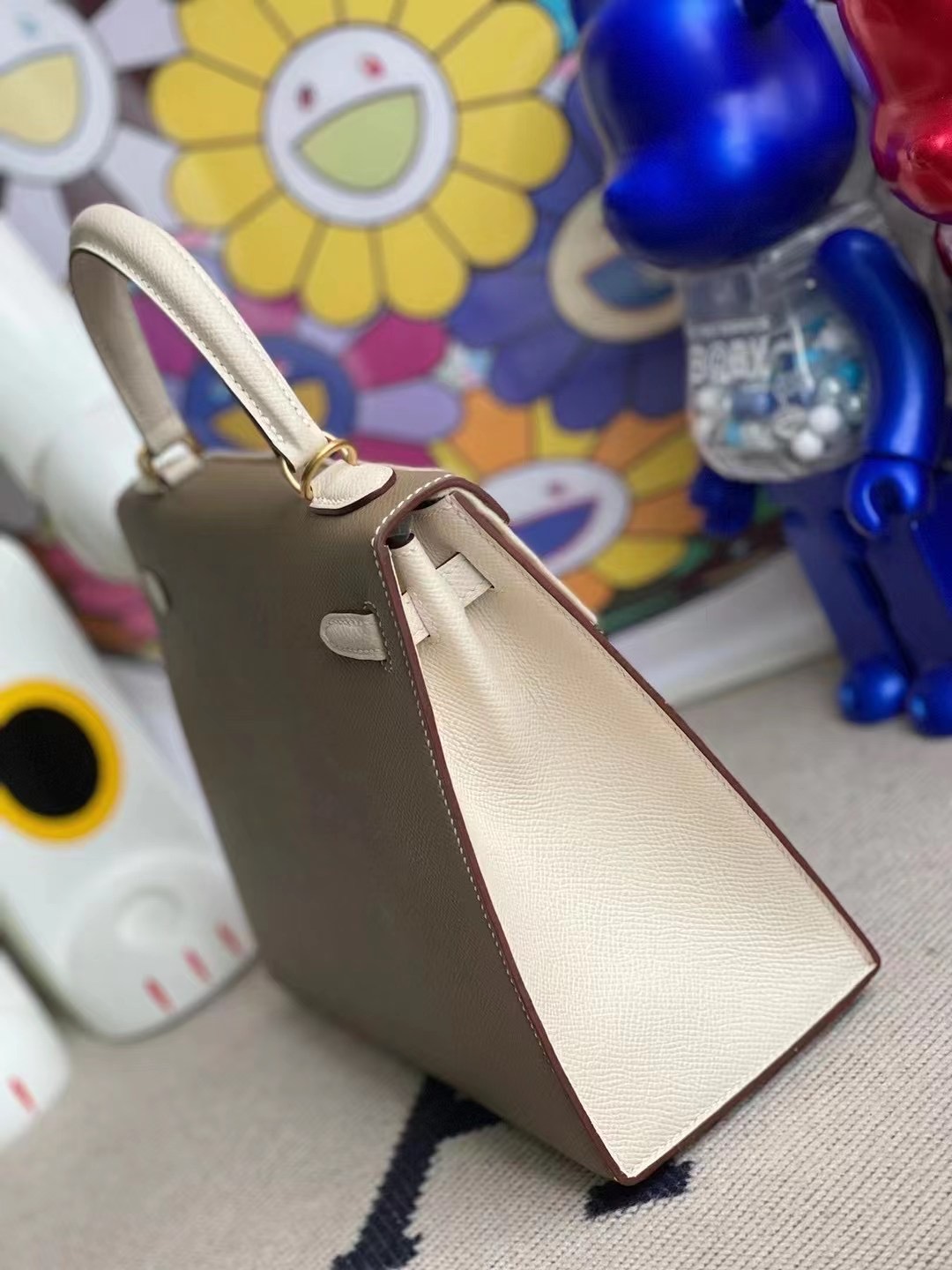 Hermes Kelly 25 Hss Epsom 18大象灰 Etoupe 10 Craie 奶昔白 磨砂金扣