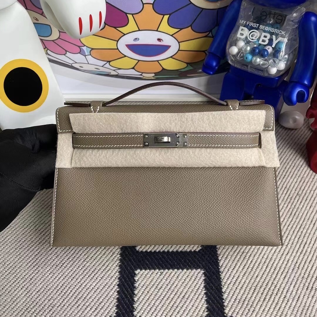 Saudi Arabia Hermes MiniKelly Pochette Epsom 89 Noir 18 大象灰 Etoupe