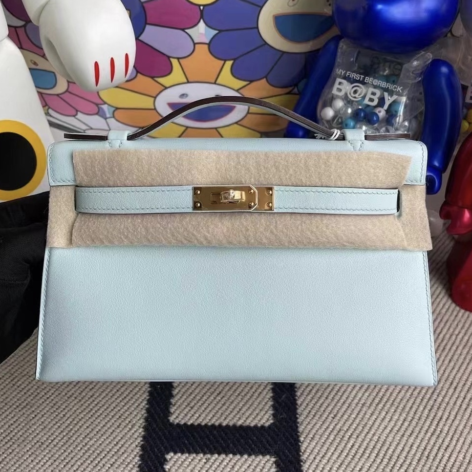 Kingdom of Saudi Arabia Hermes MiniKelly Pochette Swift T0 Blue Brume 霧藍色