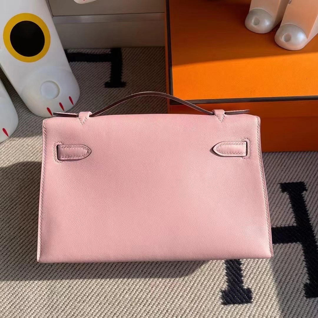 Saudi Arabia Hermes MiniKelly Pochette Swift 3Q Rose Sakura 櫻花粉 銀扣