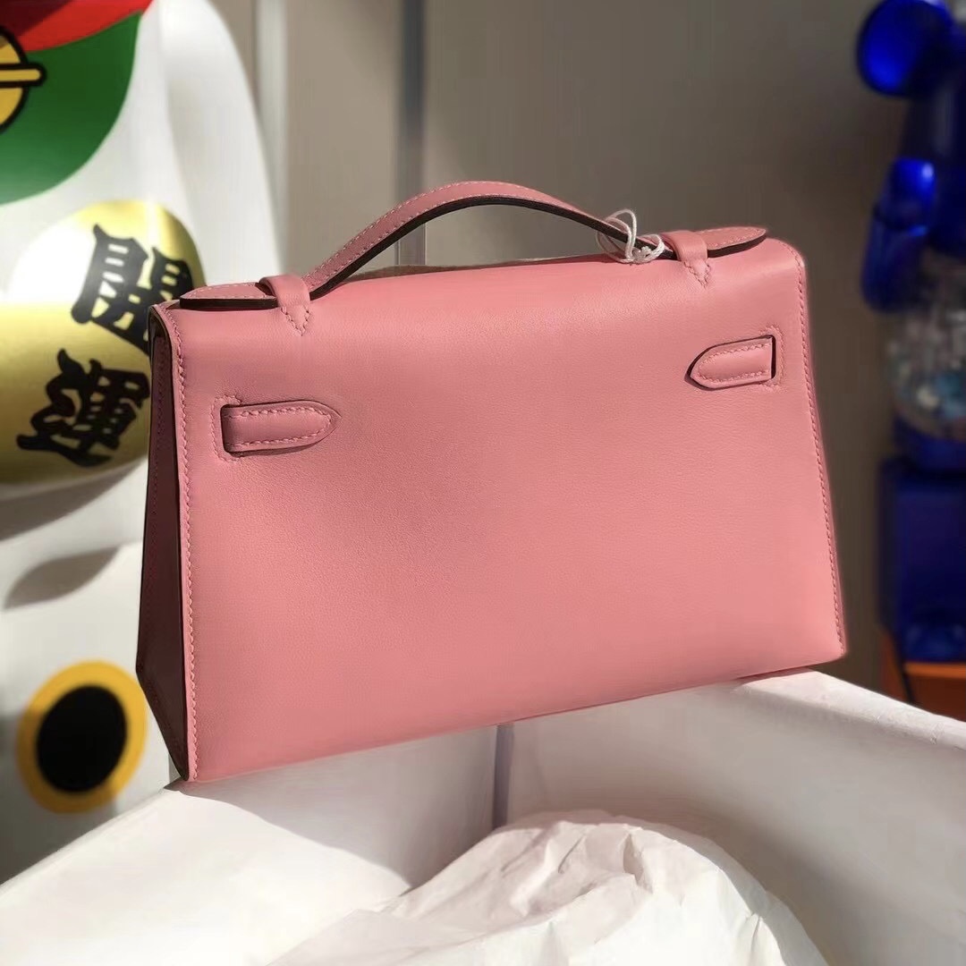 United Arab Emirates Hermes MiniKelly Pochette Swift K4 Rose Dete 夏日粉 銀扣