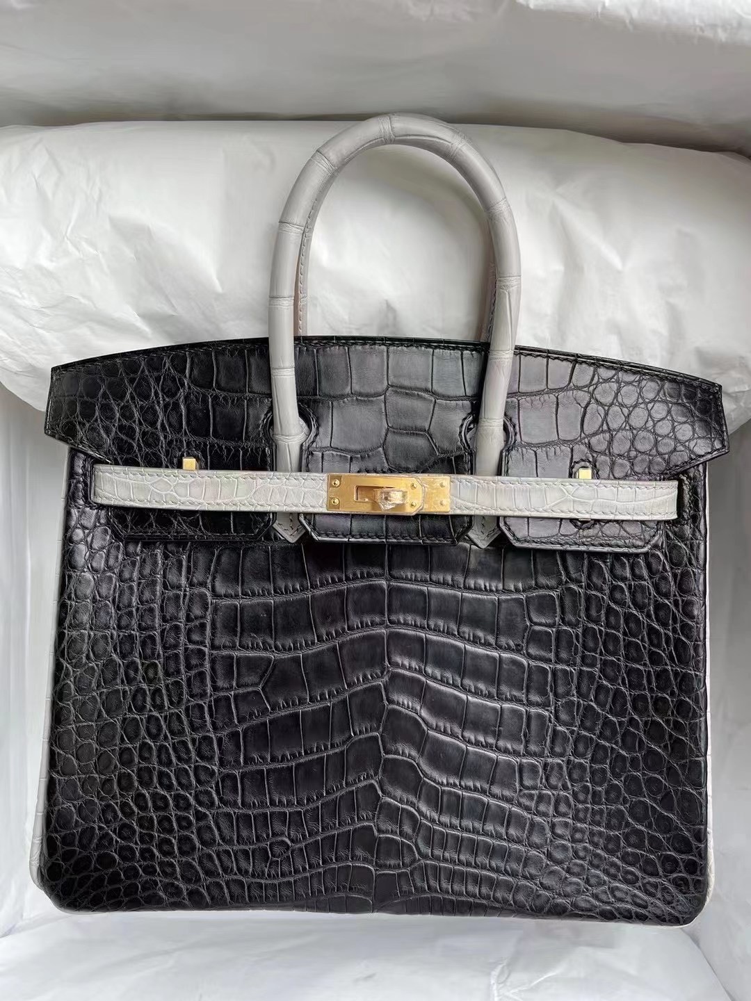 Hermes Birkin 25cm 89 Noir 黑色 80 Gris Perle 珍珠灰 霧面美洲鱷魚