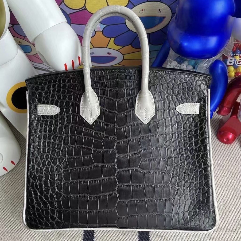 Hermes Birkin 25cm 89 Noir 黑色 80 Gris Perle 珍珠灰 霧面美洲鱷魚