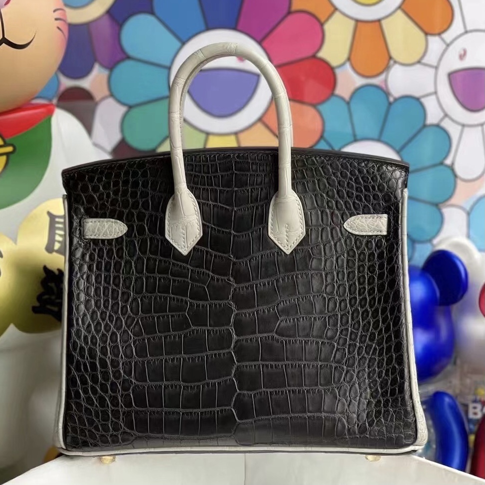 Hermes Birkin 25cm 89 Noir 黑色 80 Gris Perle 珍珠灰 霧面美洲鱷魚