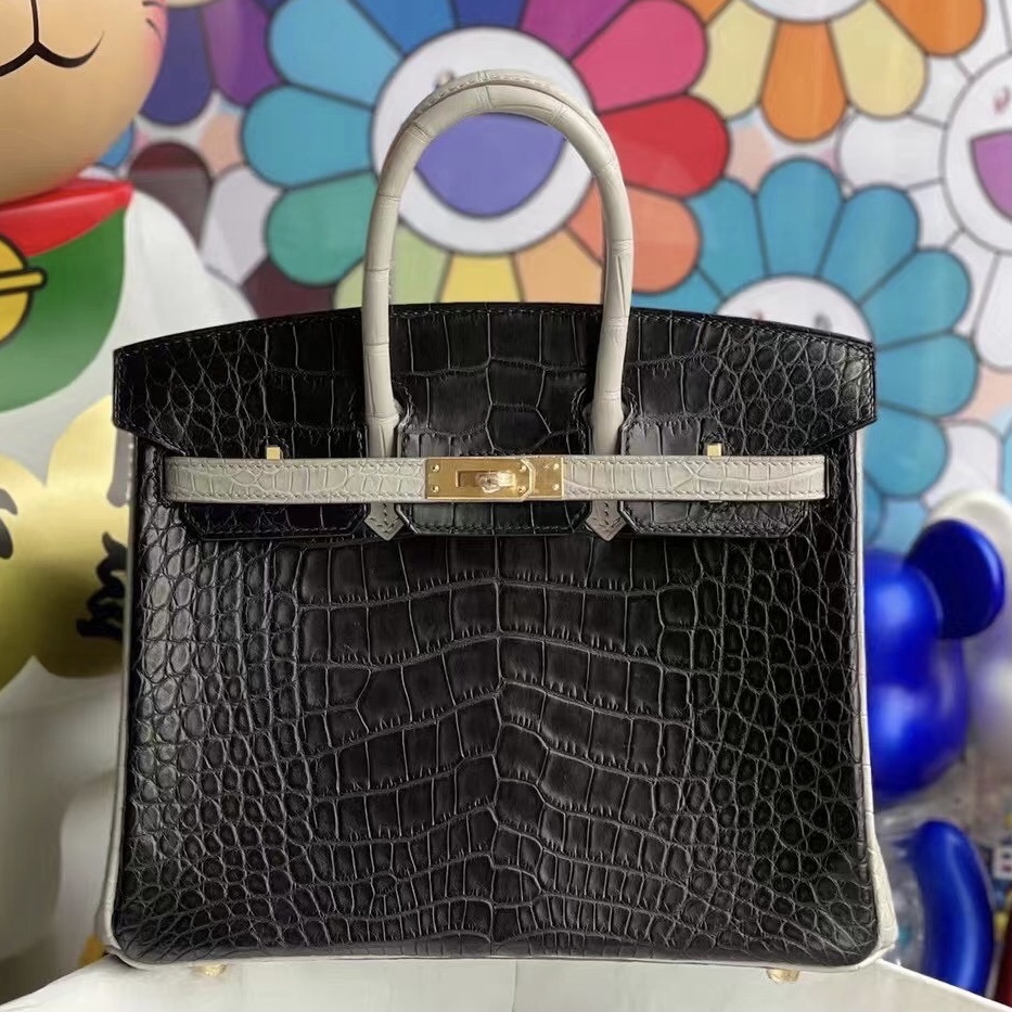 Hermes Birkin 25cm 89 Noir 黑色 80 Gris Perle 珍珠灰 霧面美洲鱷魚