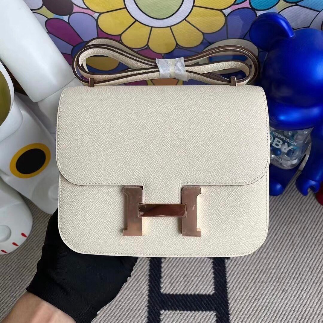 Los Angeles USA Hermes Constance 19 Epsom i2 nata 奶油白 玫瑰金扣