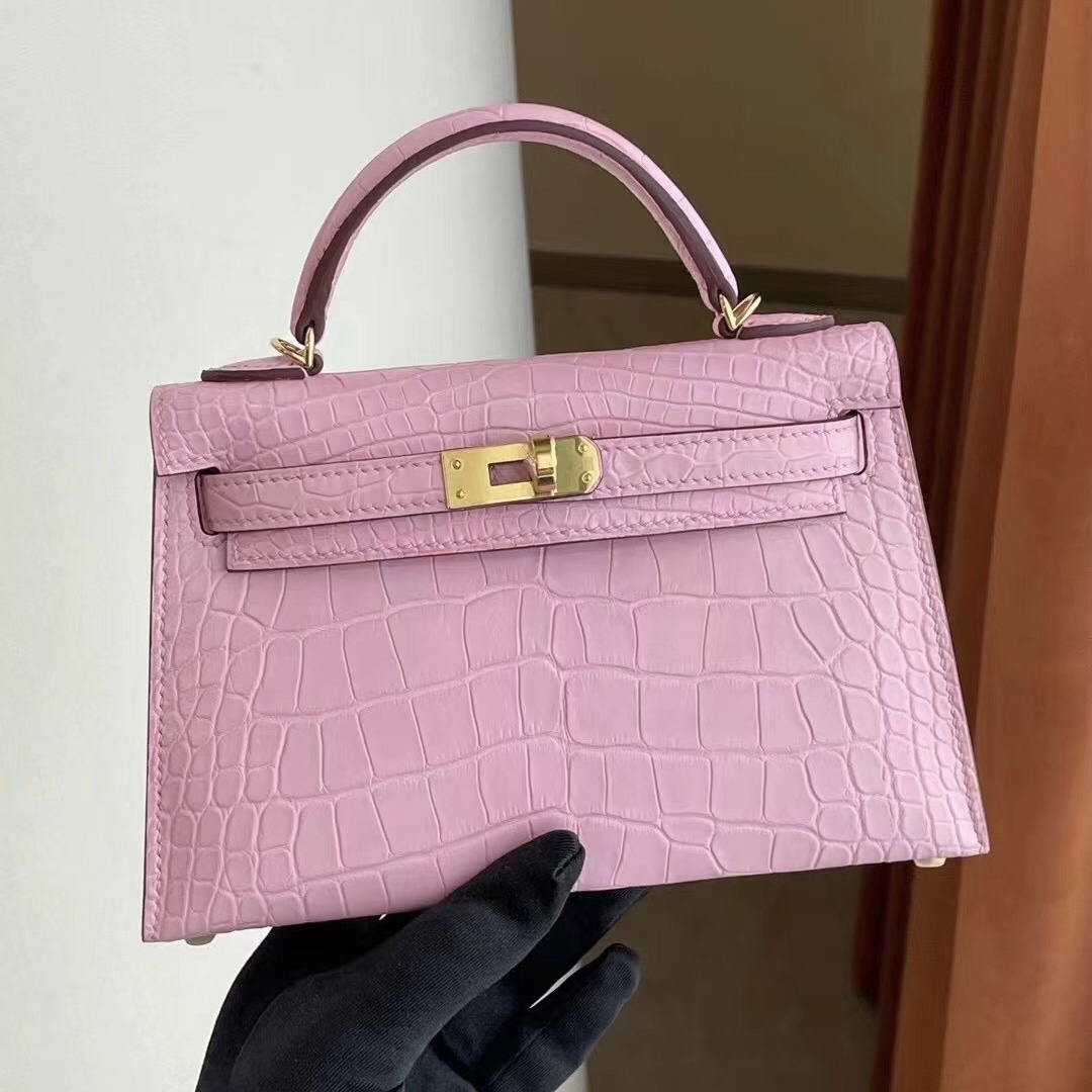 Saudi Arabia Hermes Kelly Mini II 2代 5P Pink 櫻花粉 Matte Alligator Crocodile 美洲鱷魚