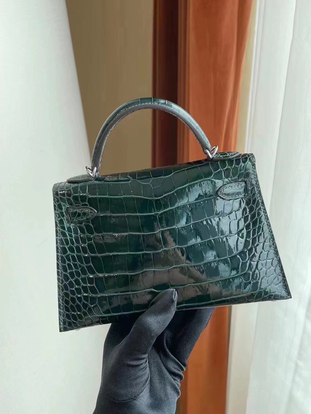 Saudi Arabia Dammam Hermes Kelly Mini II 2代 6O Vert Cypres PHW 美洲鱷魚