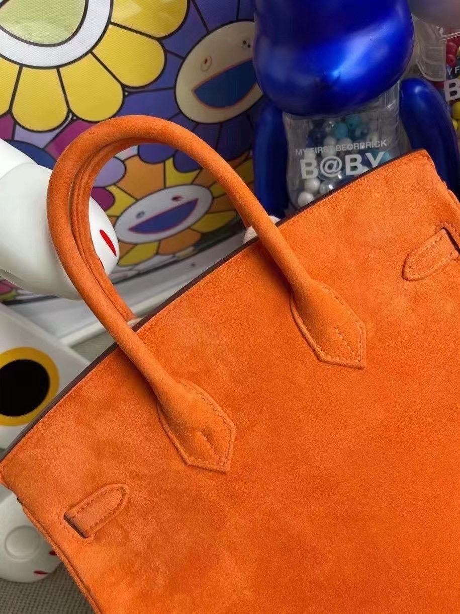 Los Angeles USA Hermes Birkin 25cm Doblis Suede 麂皮 93 Orange 橙色