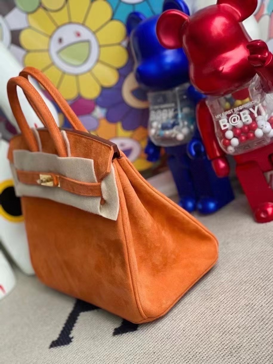 Los Angeles USA Hermes Birkin 25cm Doblis Suede 麂皮 93 Orange 橙色