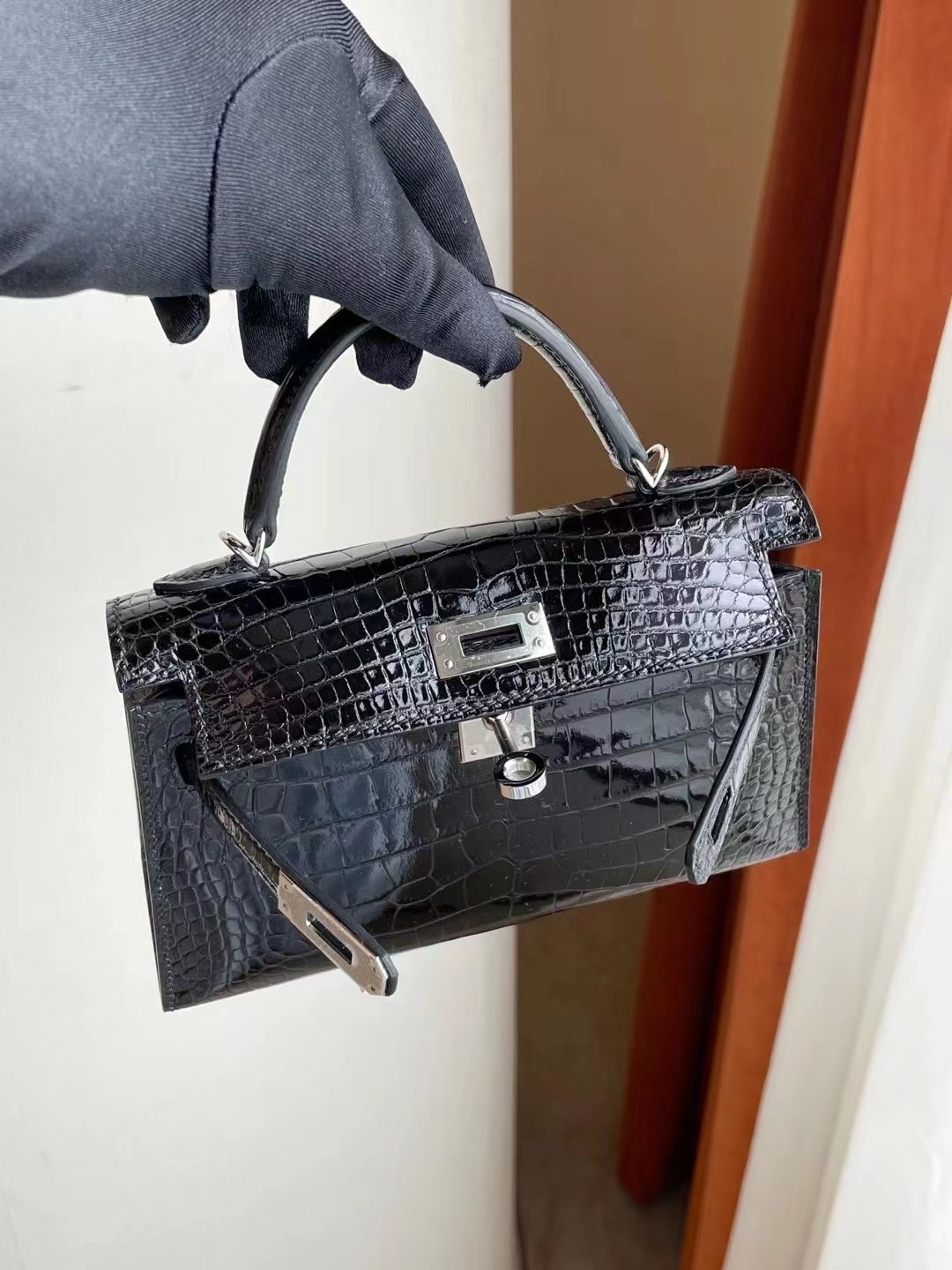 美國紐約愛馬仕 New York USA Hermes Kelly mini II 89 Noir 黑色美洲鱷魚