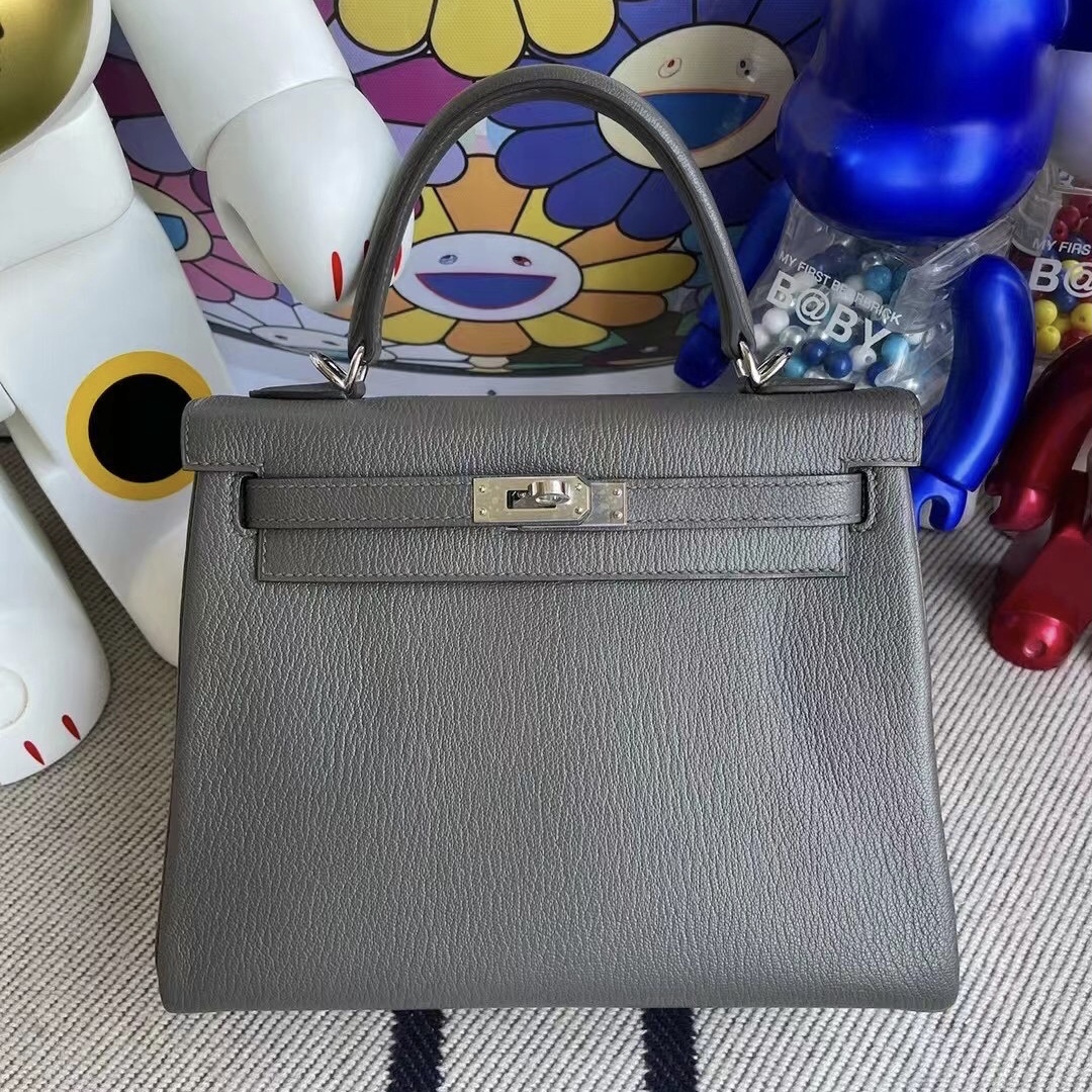 San Francisco USA Hermes Kelly 25cm Chevre 山羊皮 8F 錫器灰 Etain 銀扣