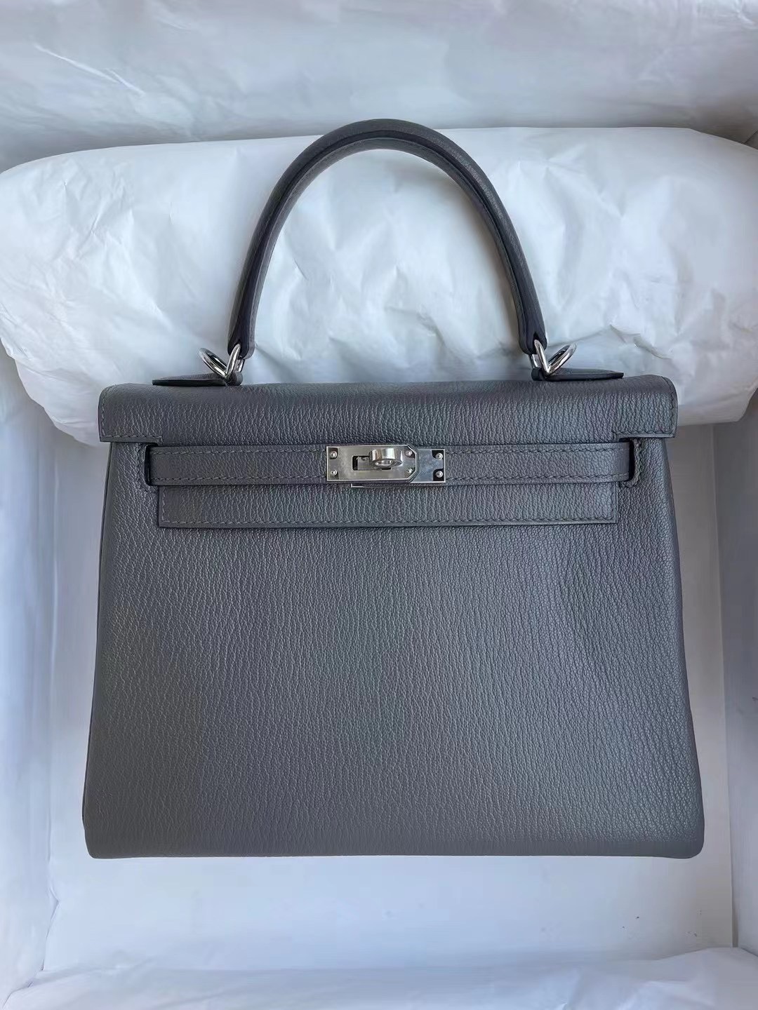 San Francisco USA Hermes Kelly 25cm Chevre 山羊皮 8F 錫器灰 Etain 銀扣