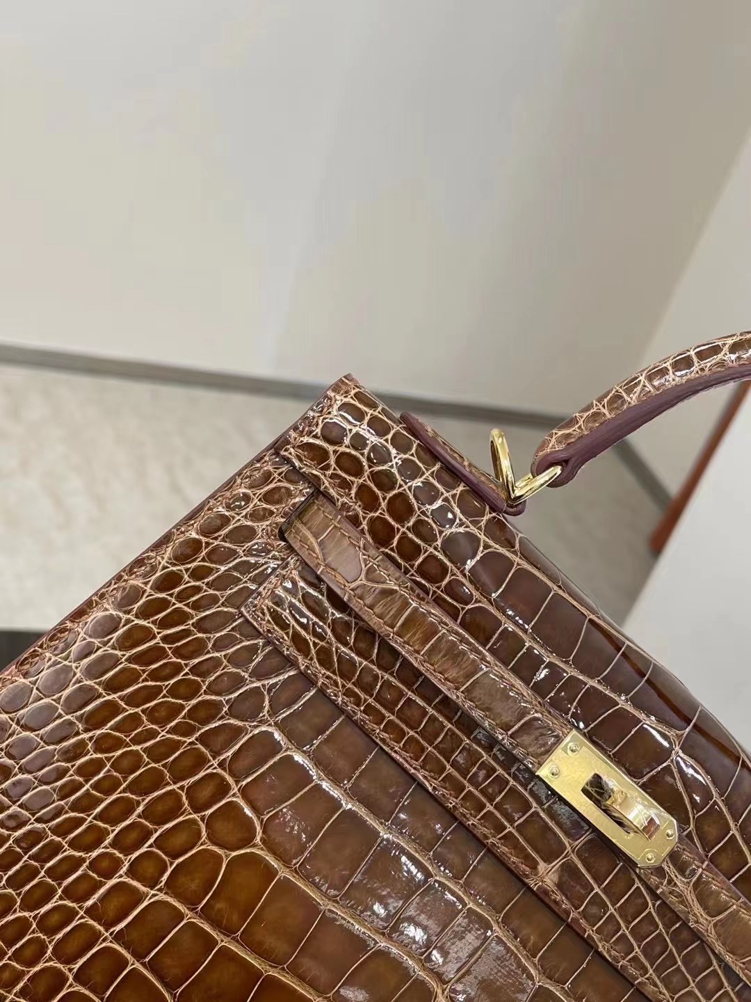 美國聖何塞 San Joze USA Hermes Kelly 25cm 31 蜜糖棕 Miel 亮面方塊 美洲鱷魚