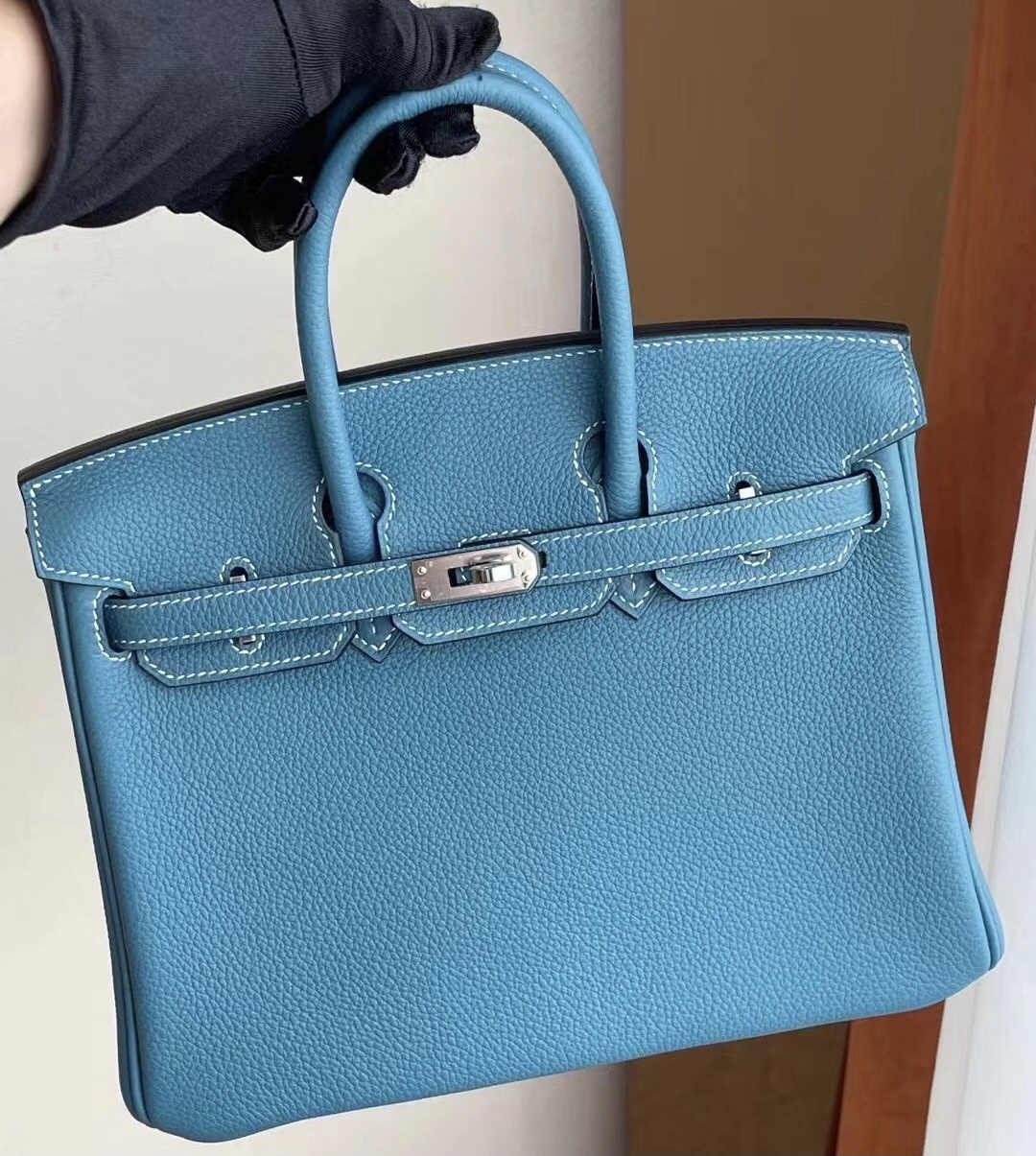 USA Hermes Birkin 25cm Togo 禦用原廠小牛皮 75 牛仔藍 Blue Jean 銀扣