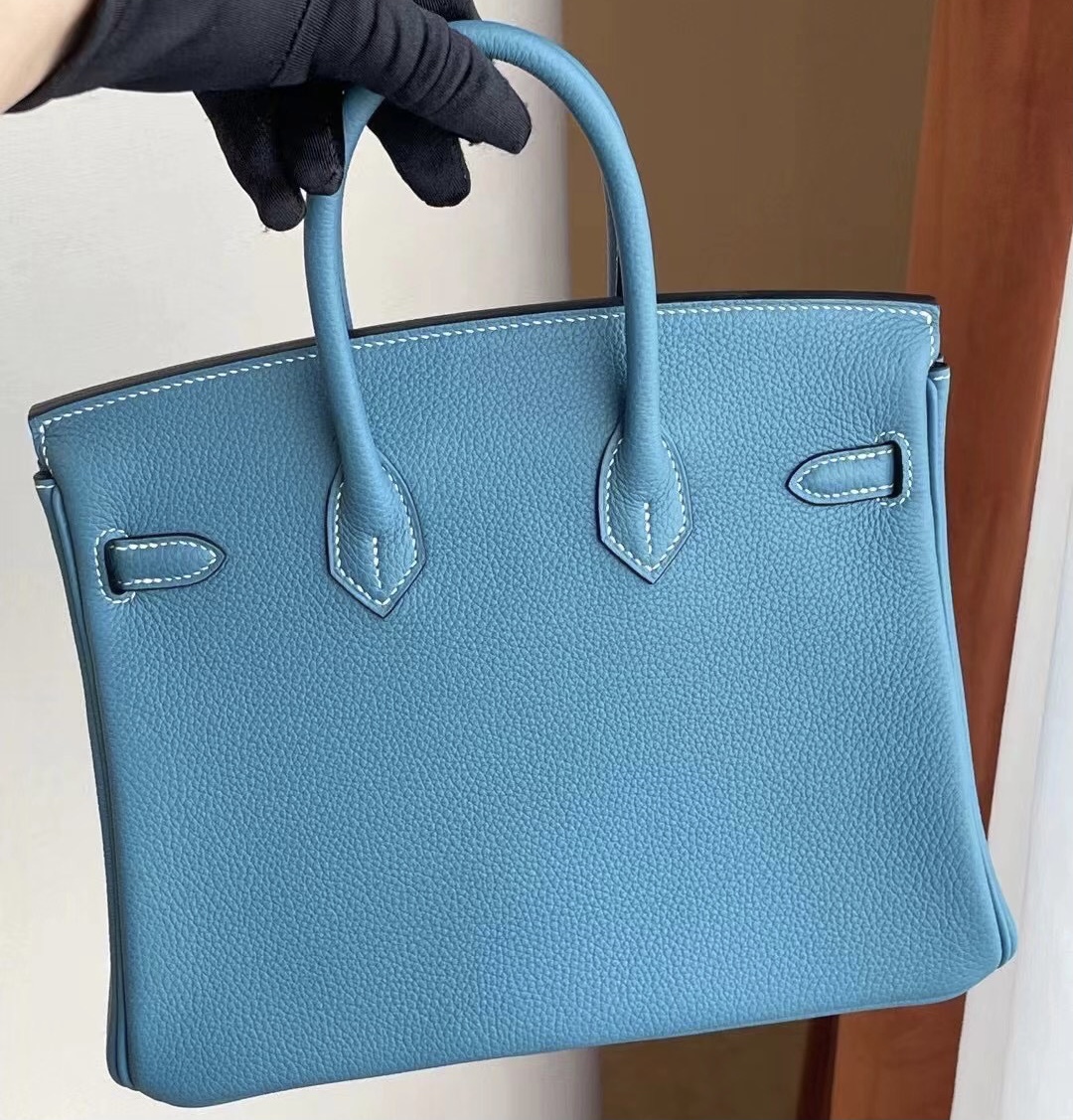 USA Hermes Birkin 25cm Togo 禦用原廠小牛皮 75 牛仔藍 Blue Jean 銀扣