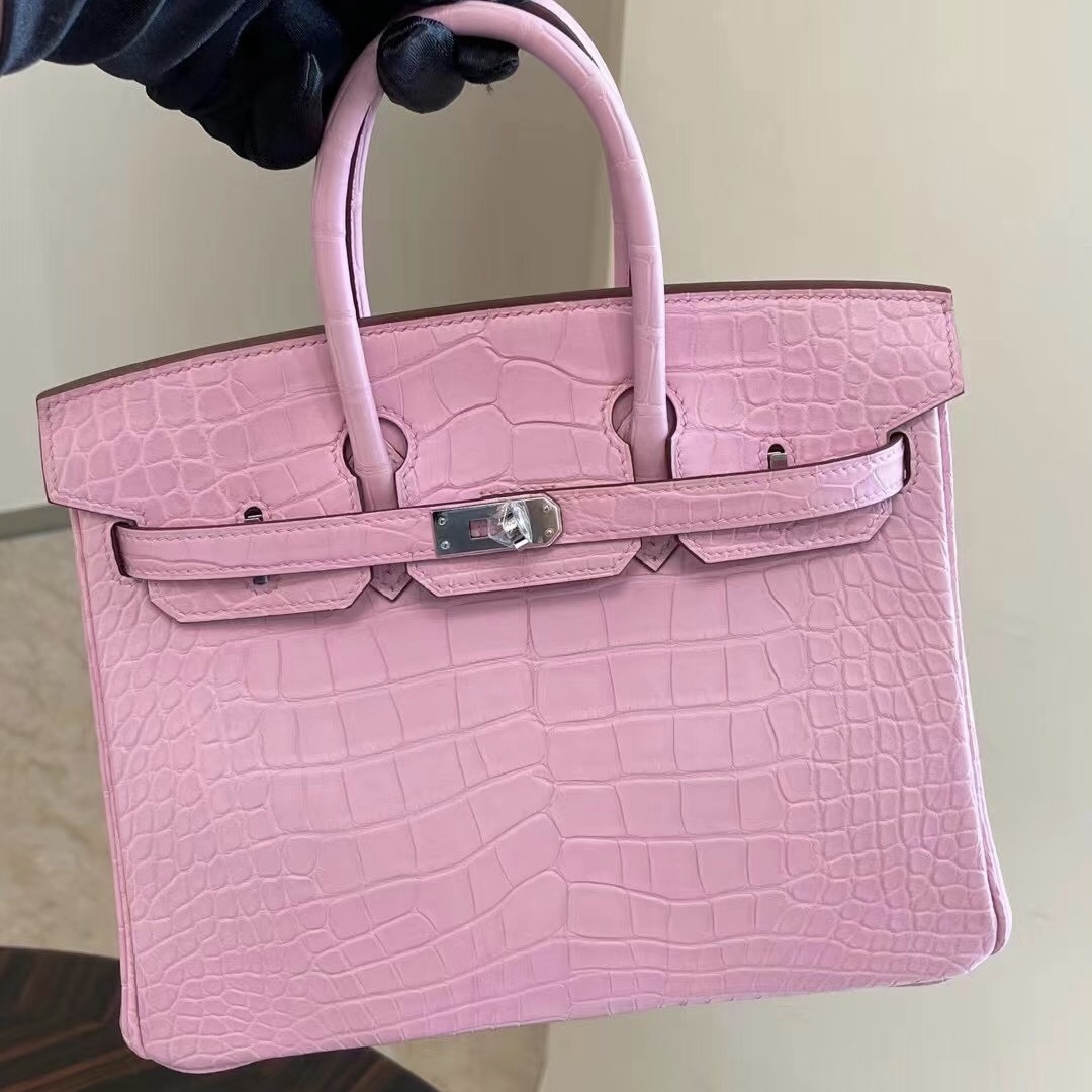 United Arab Emirates Abu Dhabi Hermes Birkin 25 Crocodile 5P Pink 櫻花粉