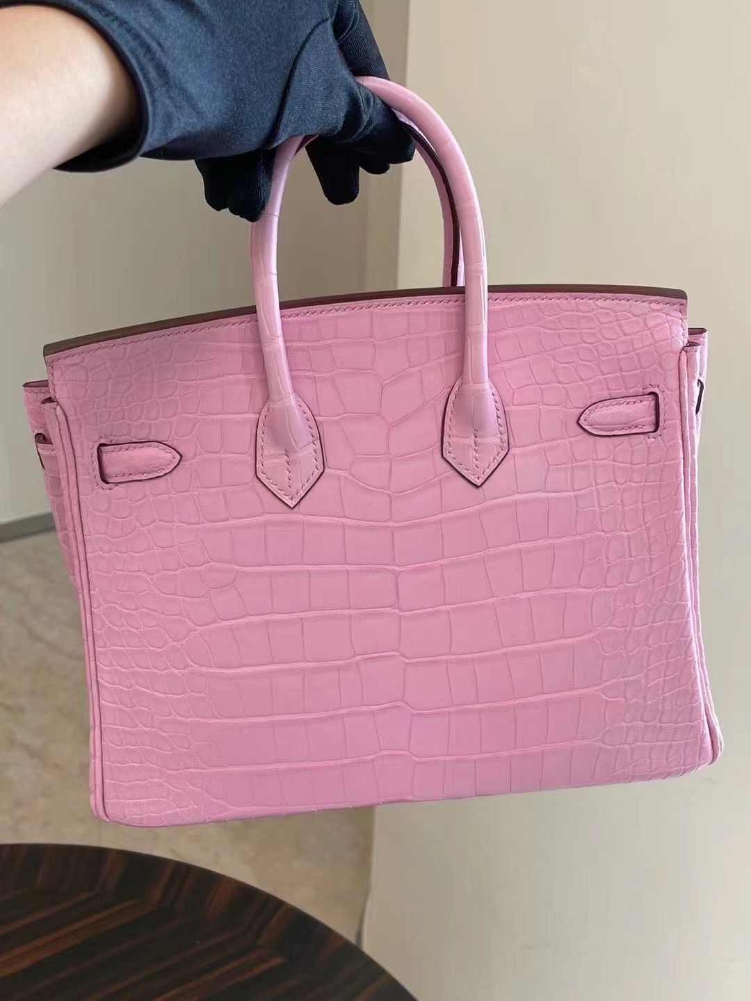 United Arab Emirates Abu Dhabi Hermes Birkin 25 Crocodile 5P Pink 櫻花粉